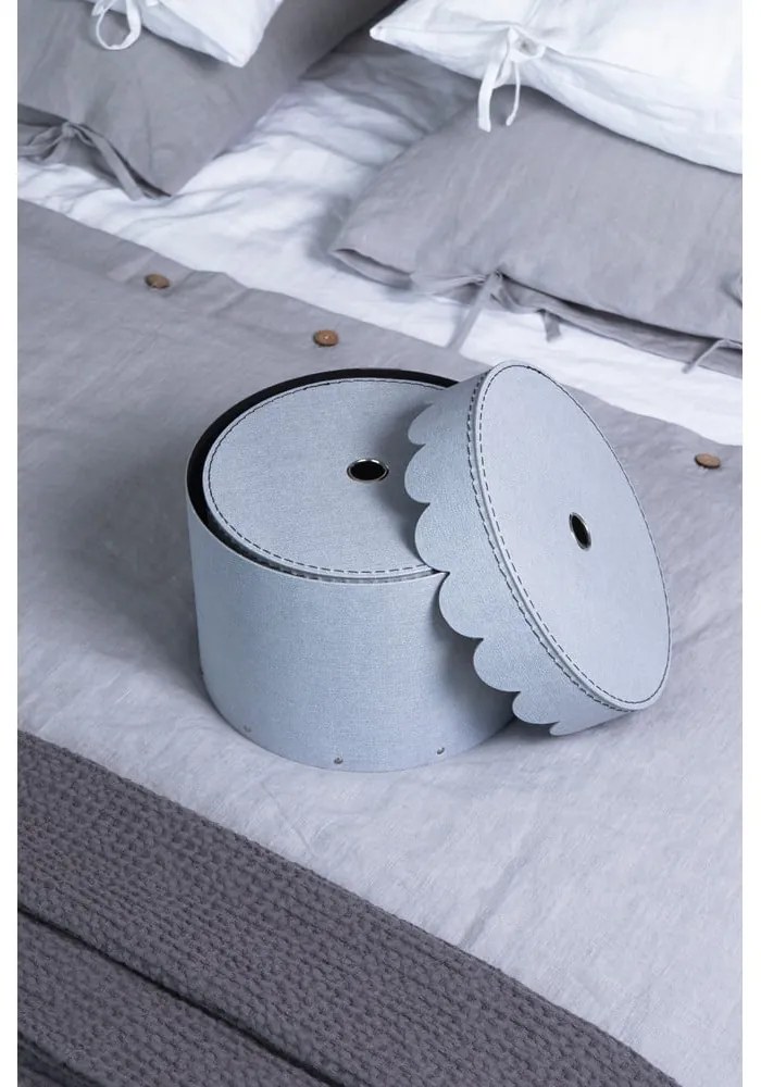 Világosszürke fedeles karton tárolódoboz szett 2 db-os ø 26x17,5 cm Wilma – Bigso Box of Sweden