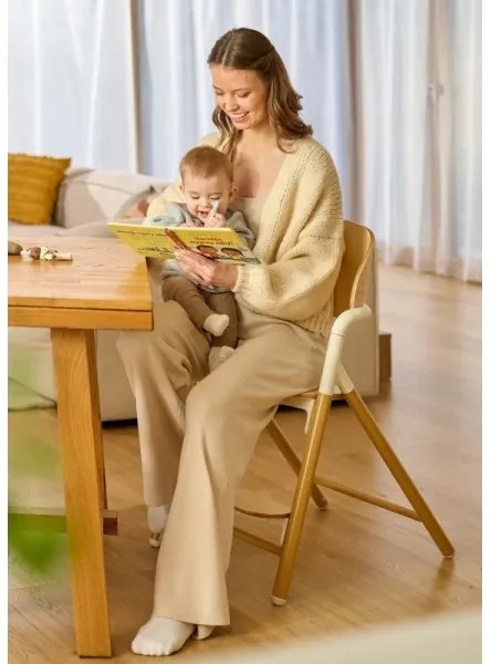 Lionelo - Gyerek etetőszék 3 az 1-ben CELIA Fehér natúr fa