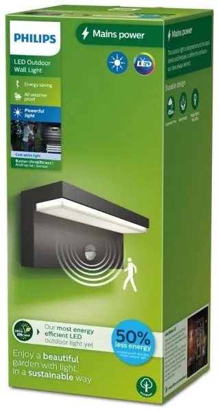 Philips - LED Kültéri fali lámpa érzékelővel BUSTAN LED/3,8W/230V IP44