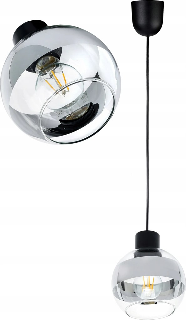 Függő mennyezeti lámpa Túlnyúlás pvc Csillár E27 Gömb üveg króm clear