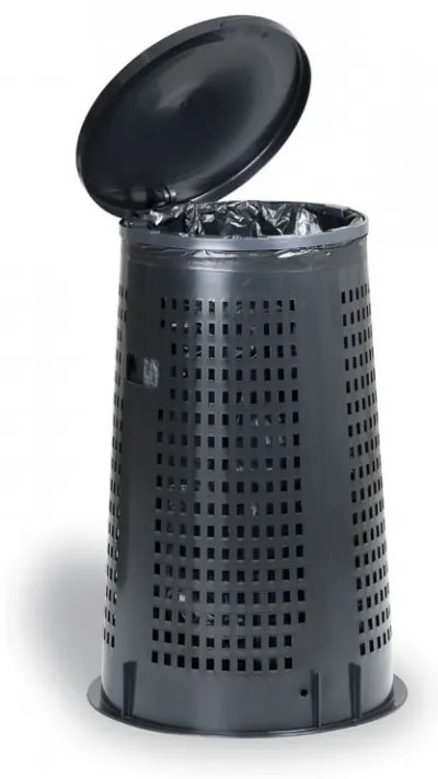 Kültéri hulladékgyűjtő - műanyag, 120 l, fekete