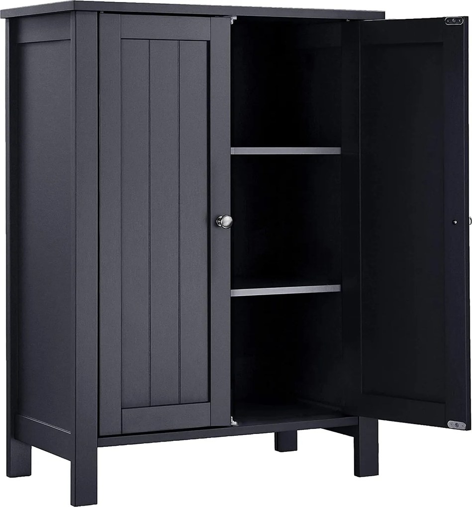 Szabadon álló fürdőszobai tárolószekrény 2 ajtóval, 60 x 80 x 30 cm szürke