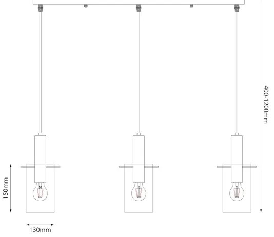 Csillár zsinóron ARCADIA 3xE27/60W/230V fekete/füstös