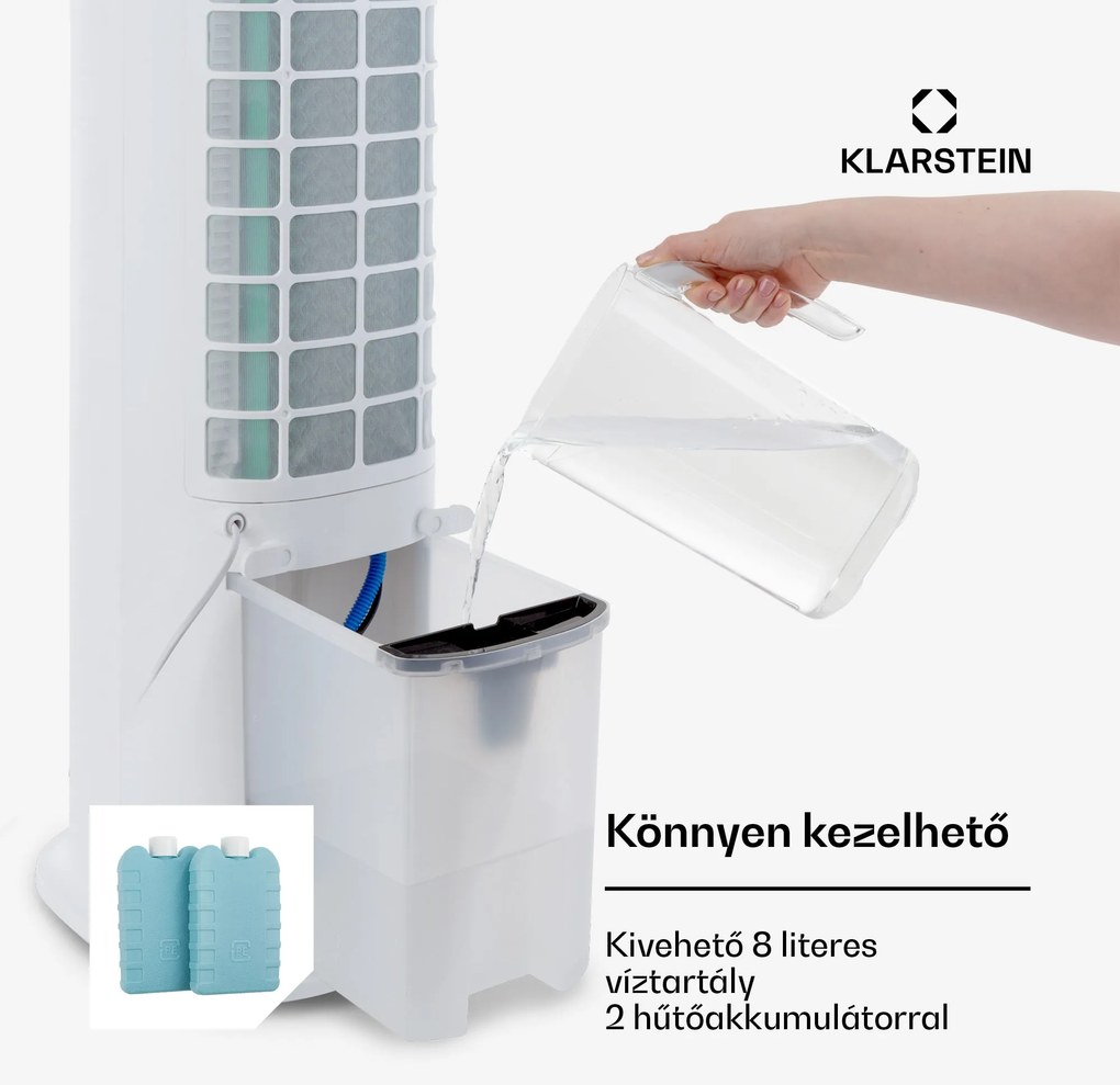 Klarstein Skytower Grand Smart, léghűtő, 80 W, 460 m³/ó, 6 liter, hordozható