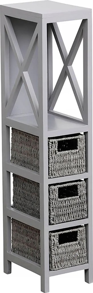 Fürdőszobai polc Navo Mdf szürke 3 kosárral stílusos dekoratív törölközőtartó