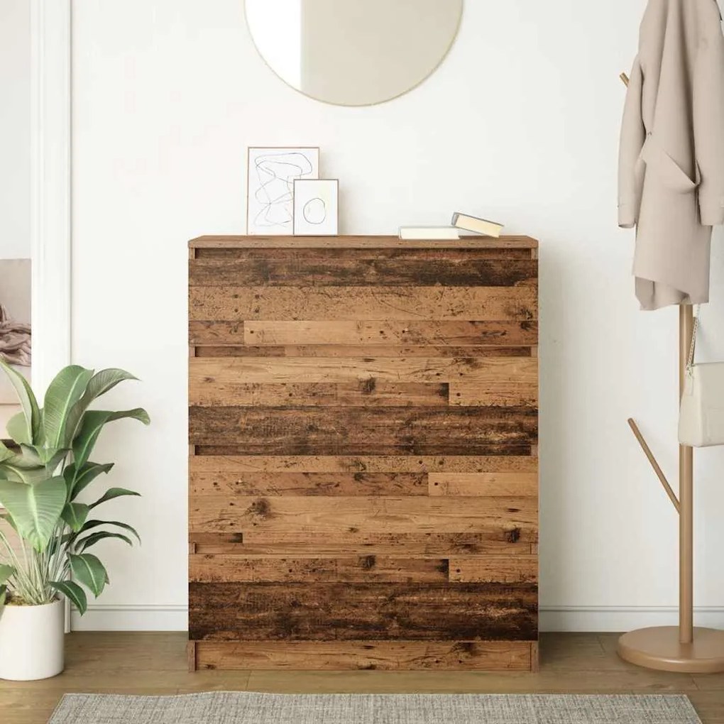 antik fa színű szerelt fa tálalószekrény 80x35x99 cm