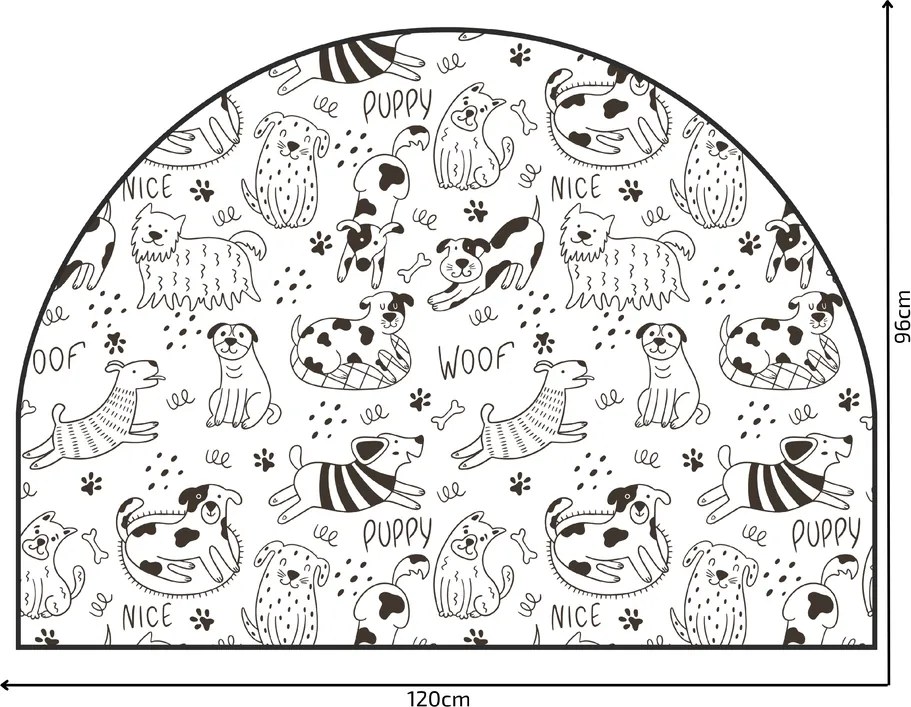 PIPPER. Védő textil falmatrica – Ív – Vidám kutyák Méret: 120x96cm, Indíték: név nélkül