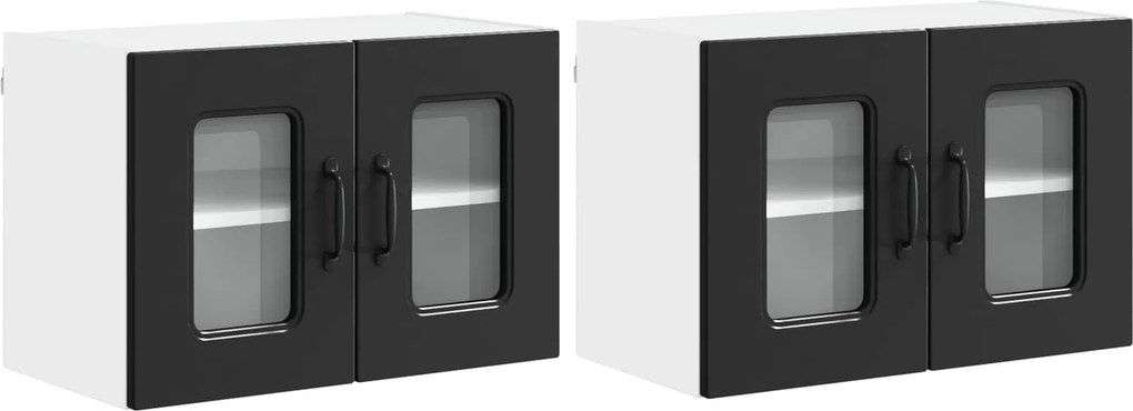 vidaXL Konyhaszekrény Kalmar 2 pcs Fekete 60 x 31 x 40 cm Faanyag