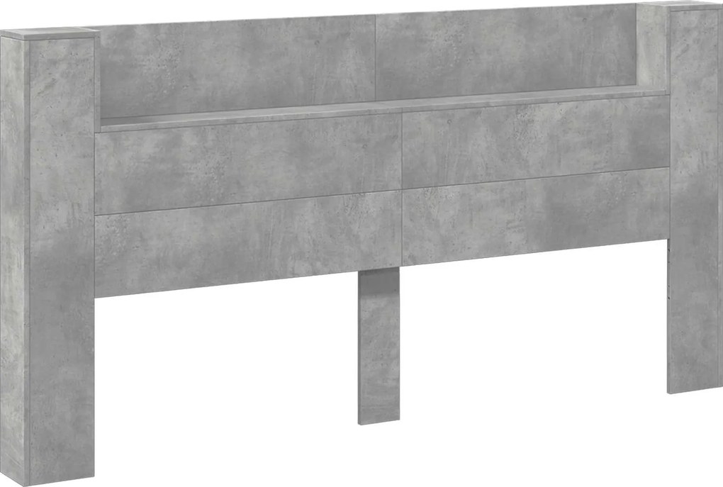 vidaXL Fejtámla polcokkal Beton Szürke 200 x 16,5 x 103,5 cm Faanyag