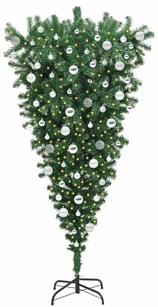 Felfordított Műfenyő Előtelepített Karácsonyi Fa Labdával Szett