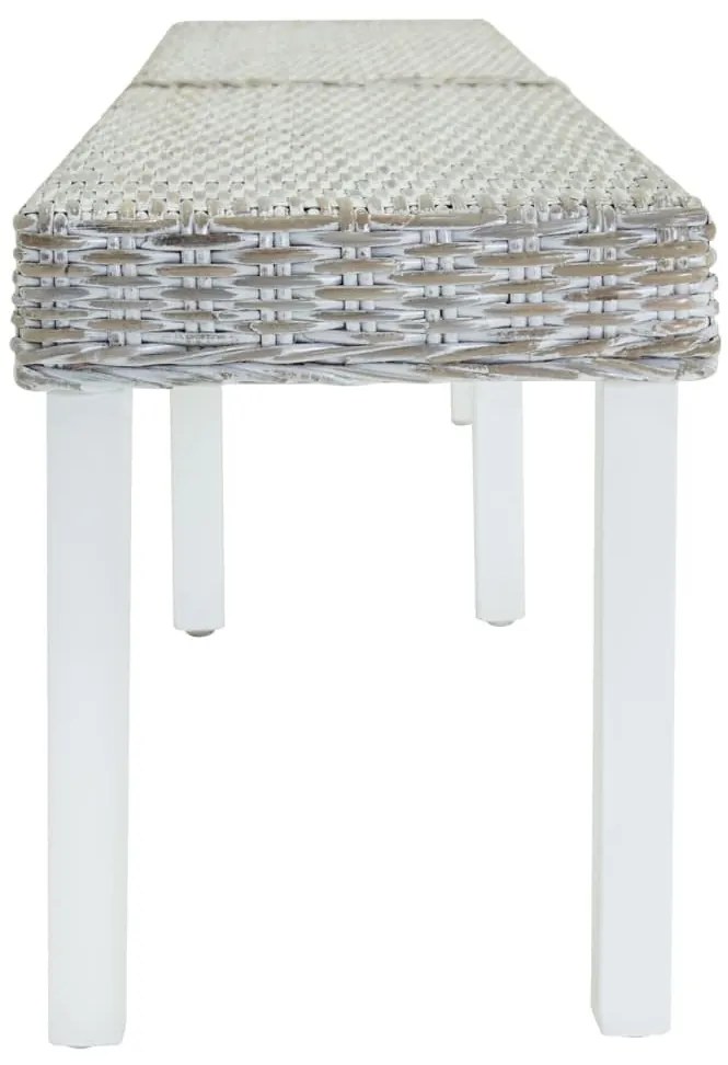 fehér natúr kubu rattan és tömör mahagóni fa pad 160 x 35 x 45 cm