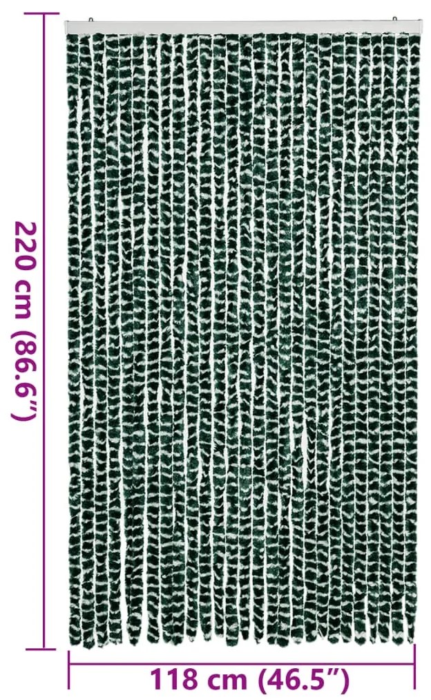 zöld és fehér zsenília rovarfüggöny 118x220 cm