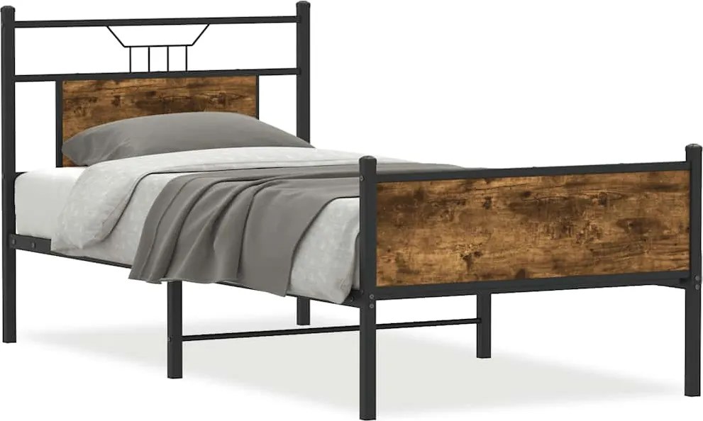 vidaXL füstös tölgy színű szerelt fa ágykeret matrac nélkül 80x200 cm