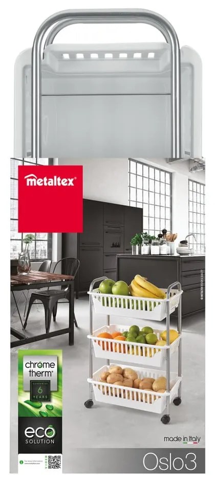 Oslo gurulós kocsi 3 kosárral, magasság 63 cm - Metaltex