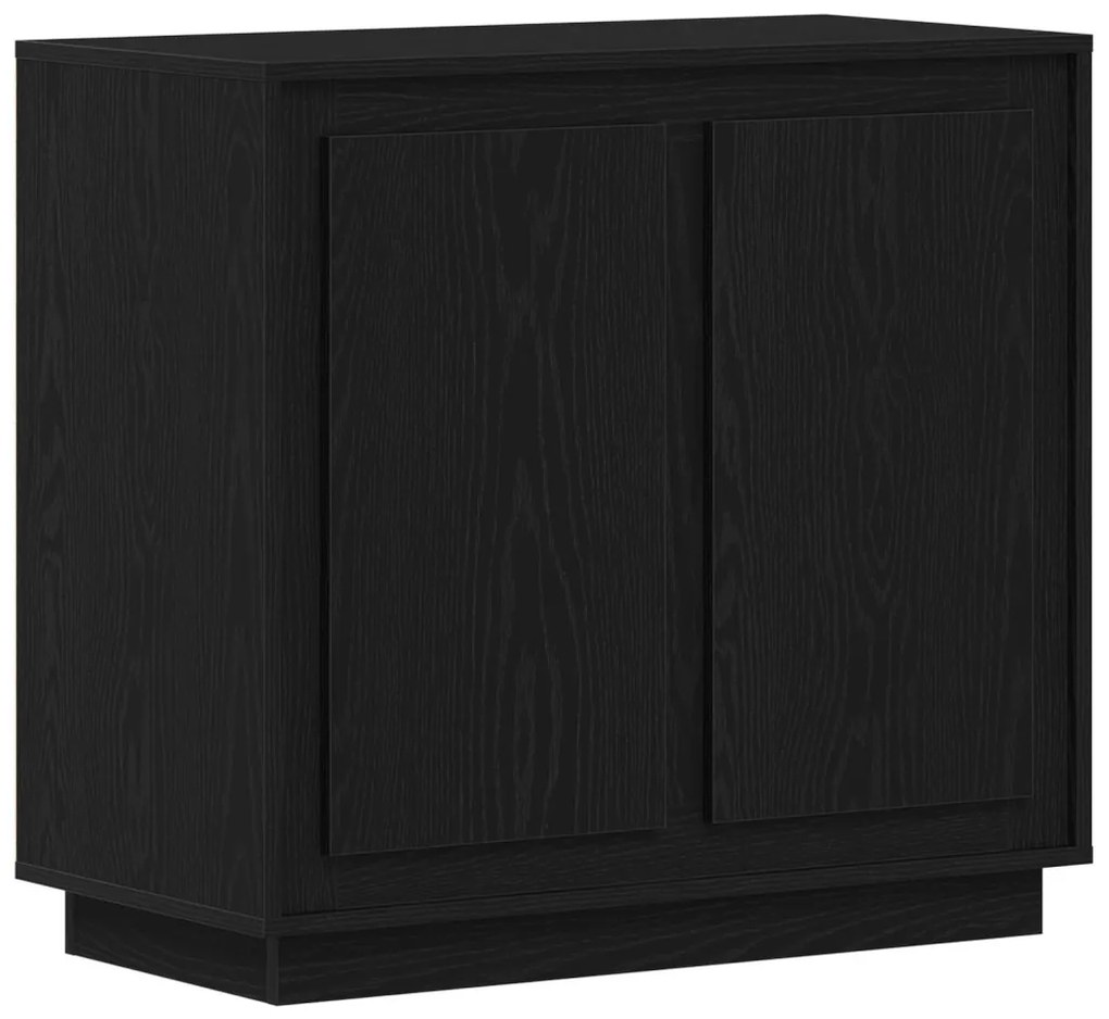 Oldalszekrény Fekete Tölgy 80x34x75 cm Műszaki Fa