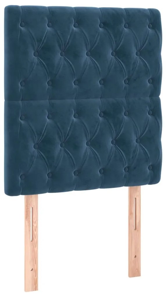 sötétkék bársony fejtámla 80x7x118/128 cm