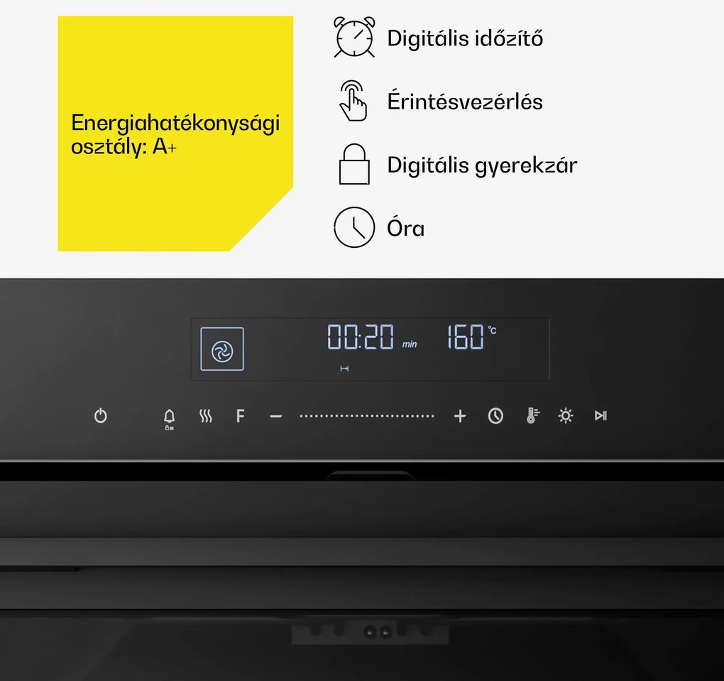 Klarstein Velaire Beépíthető sütő Fekete, 74L, A+, 3160 W, 60 cm