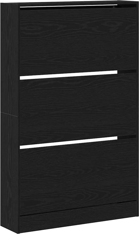 vidaXL Cipőszekrény polcokkal Fekete tölgy 80 x 21 x 125,5 cm Faanyag