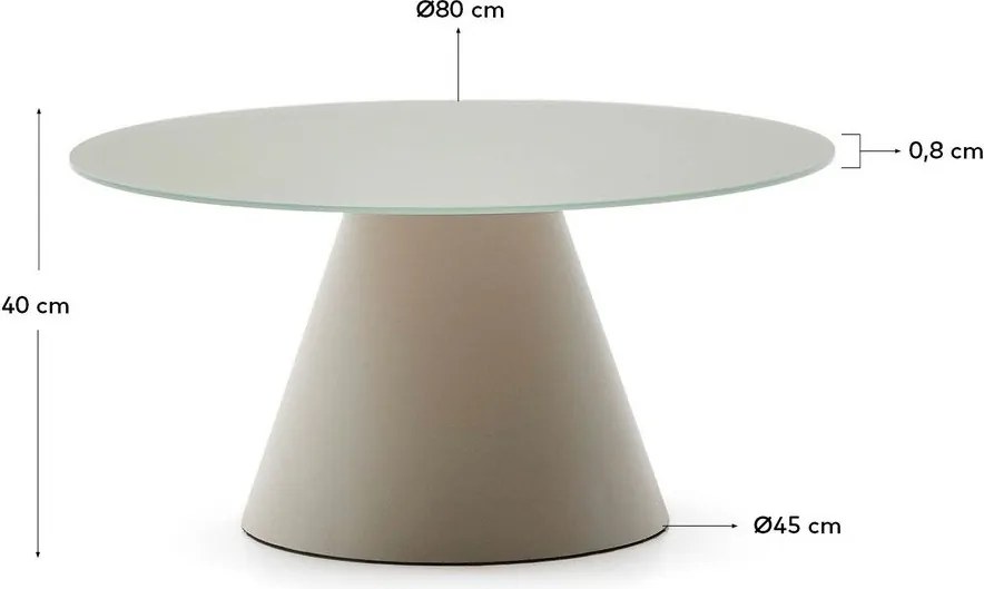 Világosszürke kerek dohányzóasztal üveg asztallappal ø 80 cm Wilshire – Kave Home