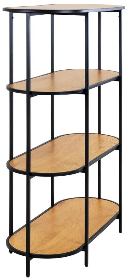 Fekete könyvespolc tölgyfa dekorral 36x111 cm Vita - House Nordic