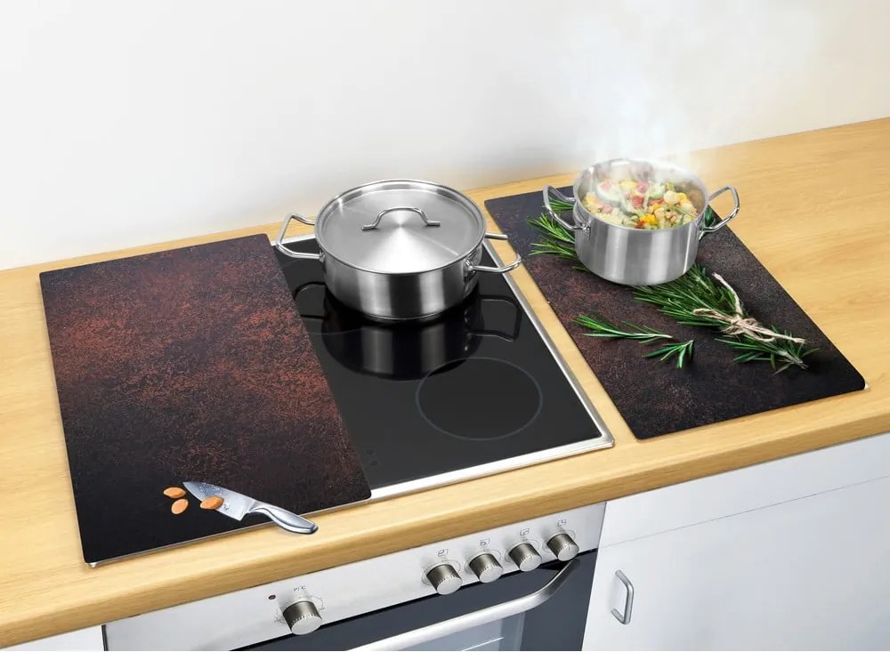 Edzett üveg tűzhely fedőlap szett 2 db-os 52x30 cm Rosemary – Allstar