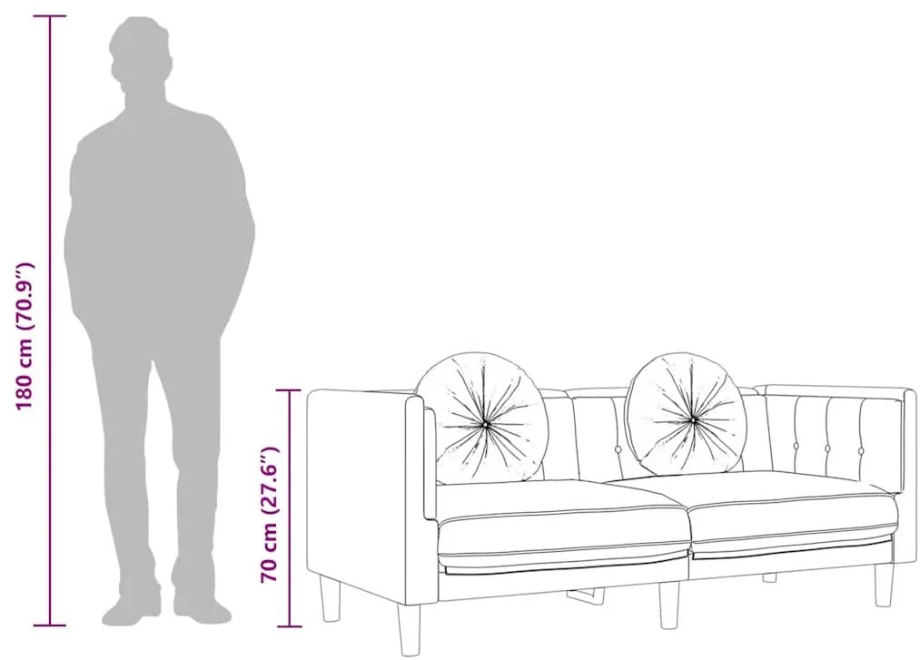 krémszínű bársony 3 személyes kanapé párnákkal