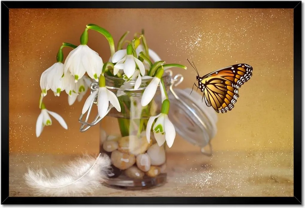 Poszterek keretben 60x40 Pillangó és hóvirág