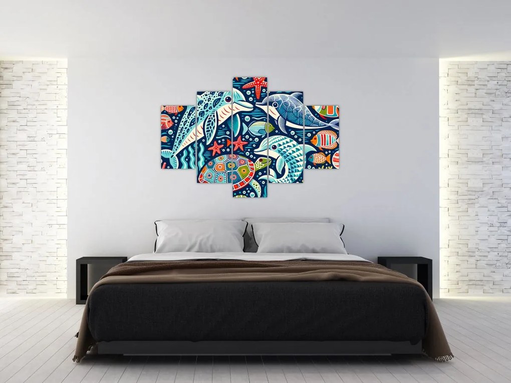 Kép – Rajzolt vízi állatok (150x105 cm)