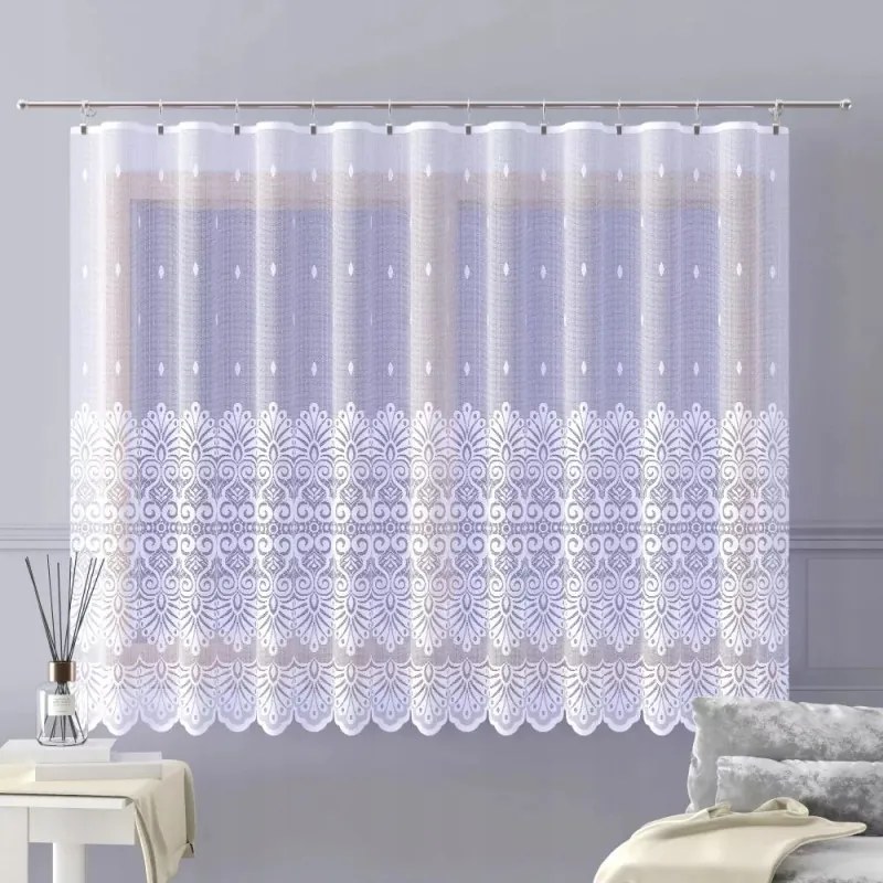 Elegáns jacquard függöny fehér mintás 170 cm magas Caramia A162