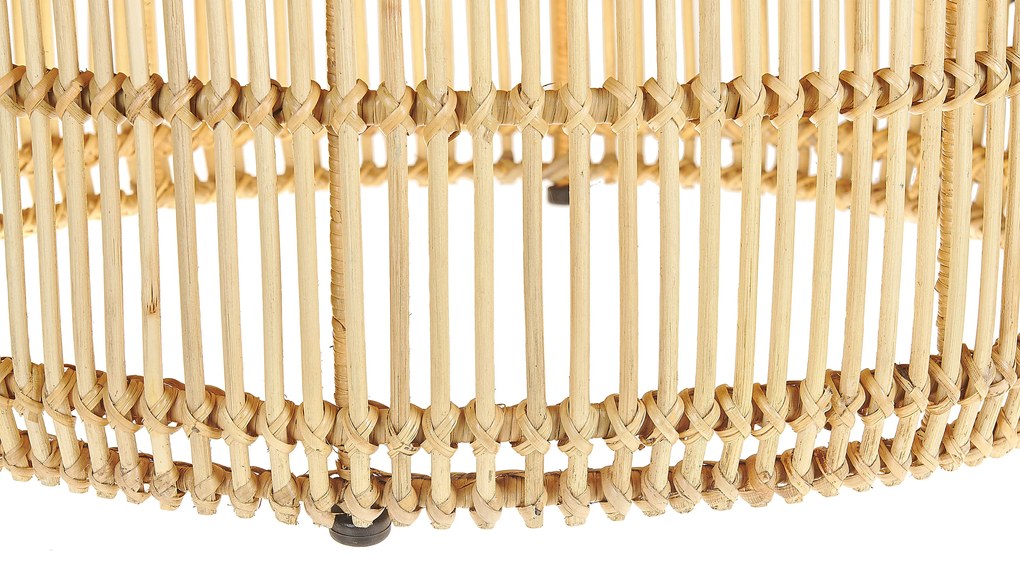 Rattan Dohányzóasztal Világos Fa Színben ⌀ 84 cm LIMNI Beliani