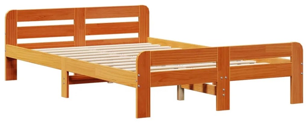 barna tömör fenyőfa könyvespolcos ágy matrac nélkül 135 x 190cm