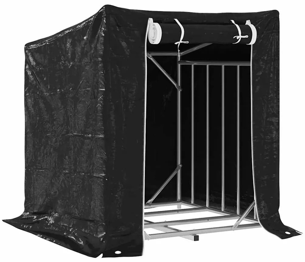 Tűzifa állvány esővédővel 100,5x100,5x110,5 cm horganyzott acél