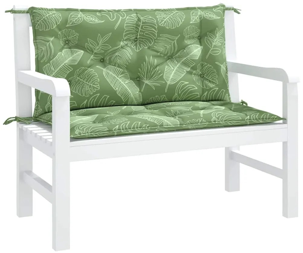 2 db levélmintás szövet kerti padpárna 100 x 50 x 7 cm