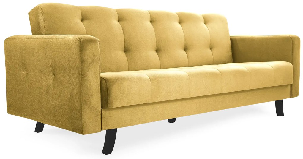 ID LISSZABON ágyazható kanapé ágyneműtartóval - sárga