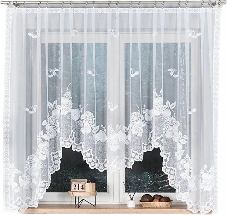 Kész függöny konyhába nappaliba klasszikus fehér függöny 300x160cm Penelope