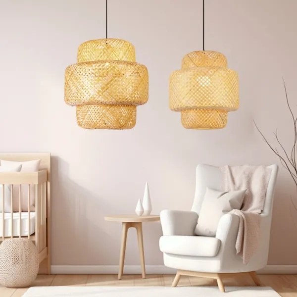 Immax 08268L - Csillár zsinóron HILO 1xE27/40W/230V átm. 47 cm bambusz