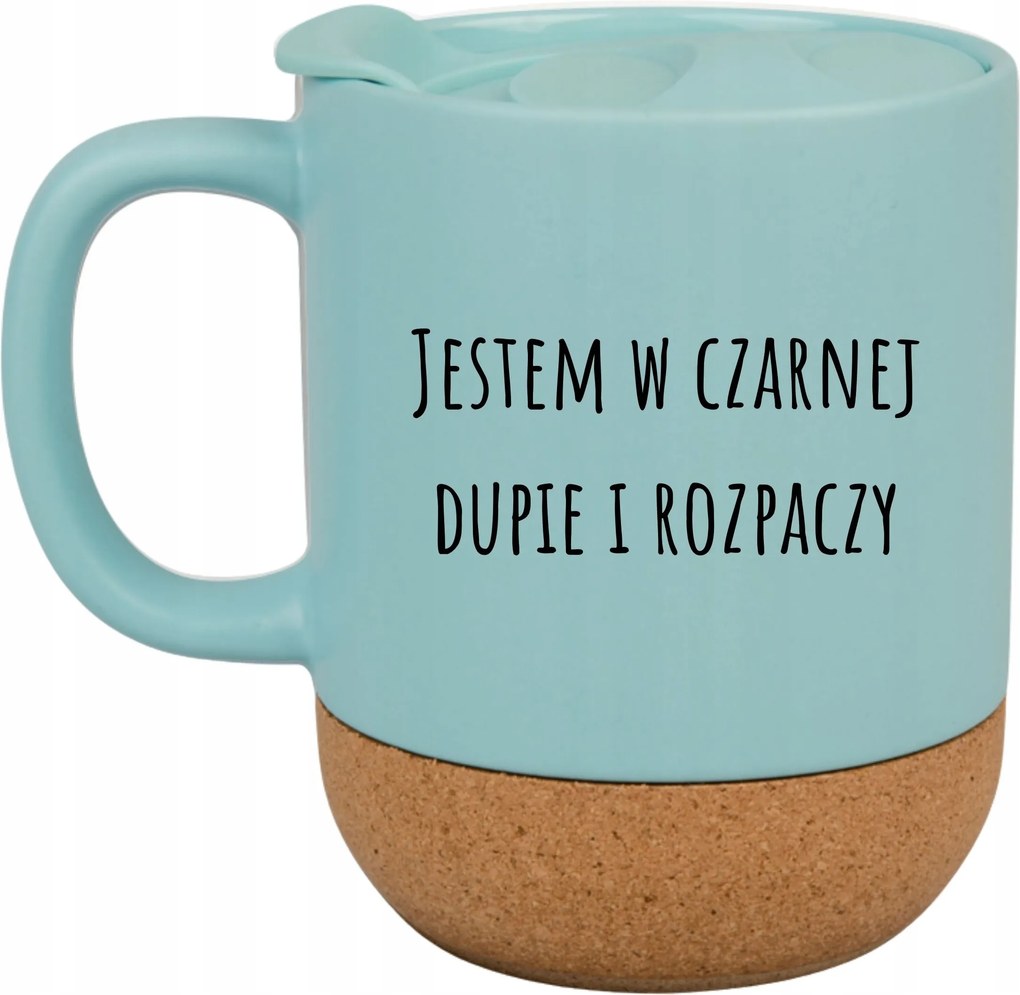 Kék Bögre Fedéllel Ajándék Fekete D****