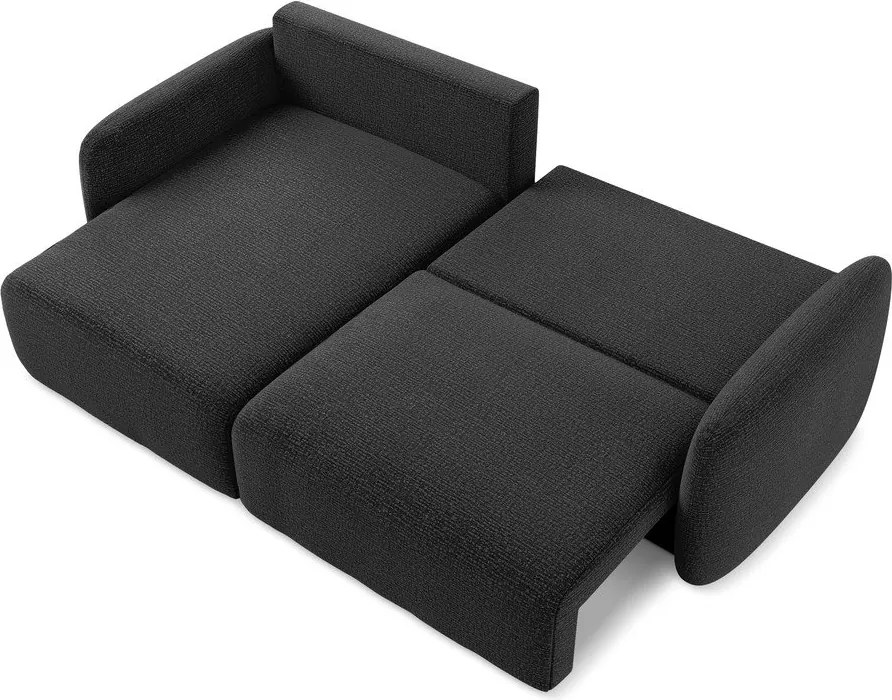 Fekete kinyitható-tárolóhelyes sarokkanapé (bal oldali) Kalena – Makamii