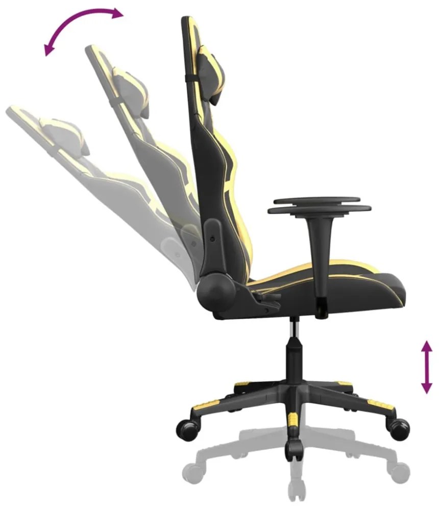 vidaXL fekete és aranyszínű műbőr játékszék