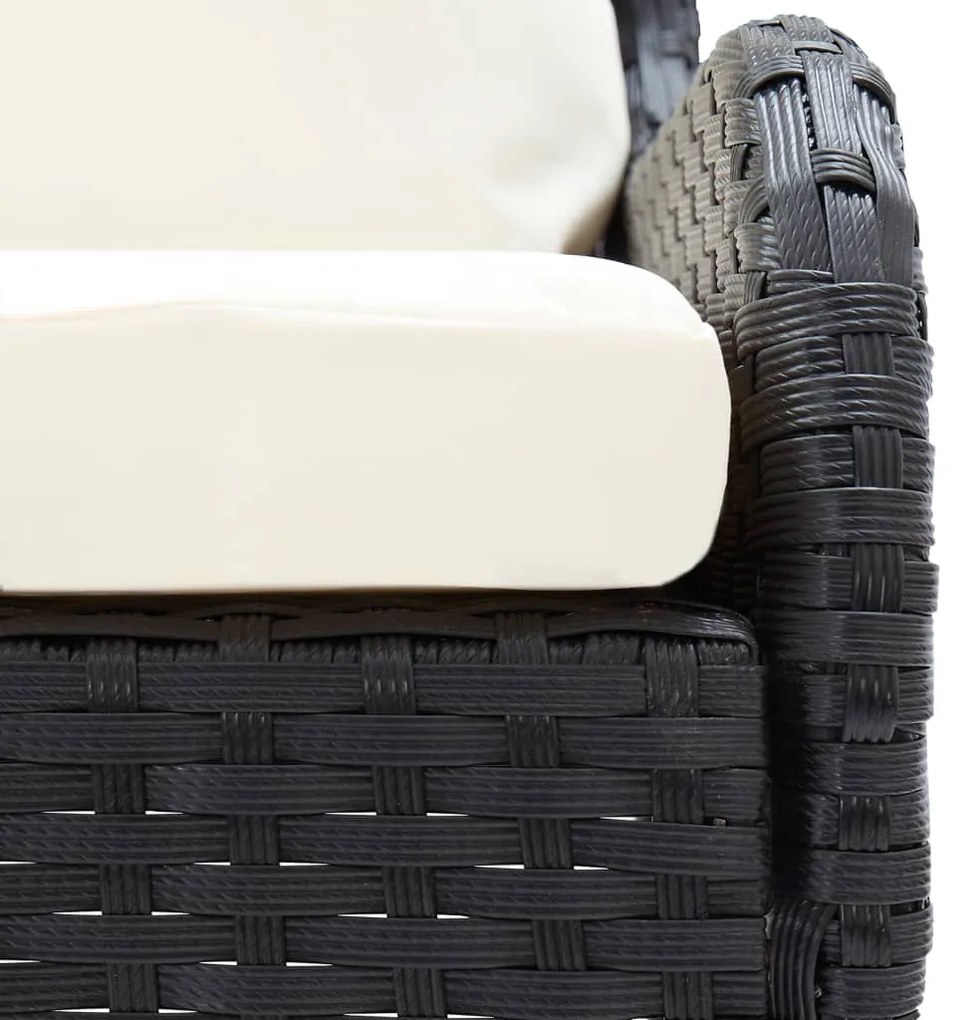 2 db fekete polyrattan kerti sarokkanapé