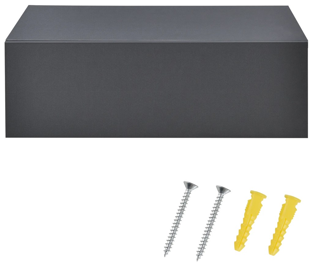 Falra szerelhető éjjeliszekrény szett 4 db, fiókos fa/beton/szürke/fekete [en.casa]