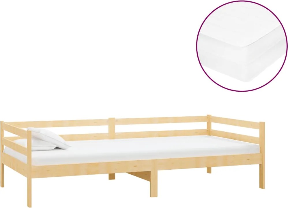 vidaXL tömör fenyőfa dívány matraccal 90 x 200 cm