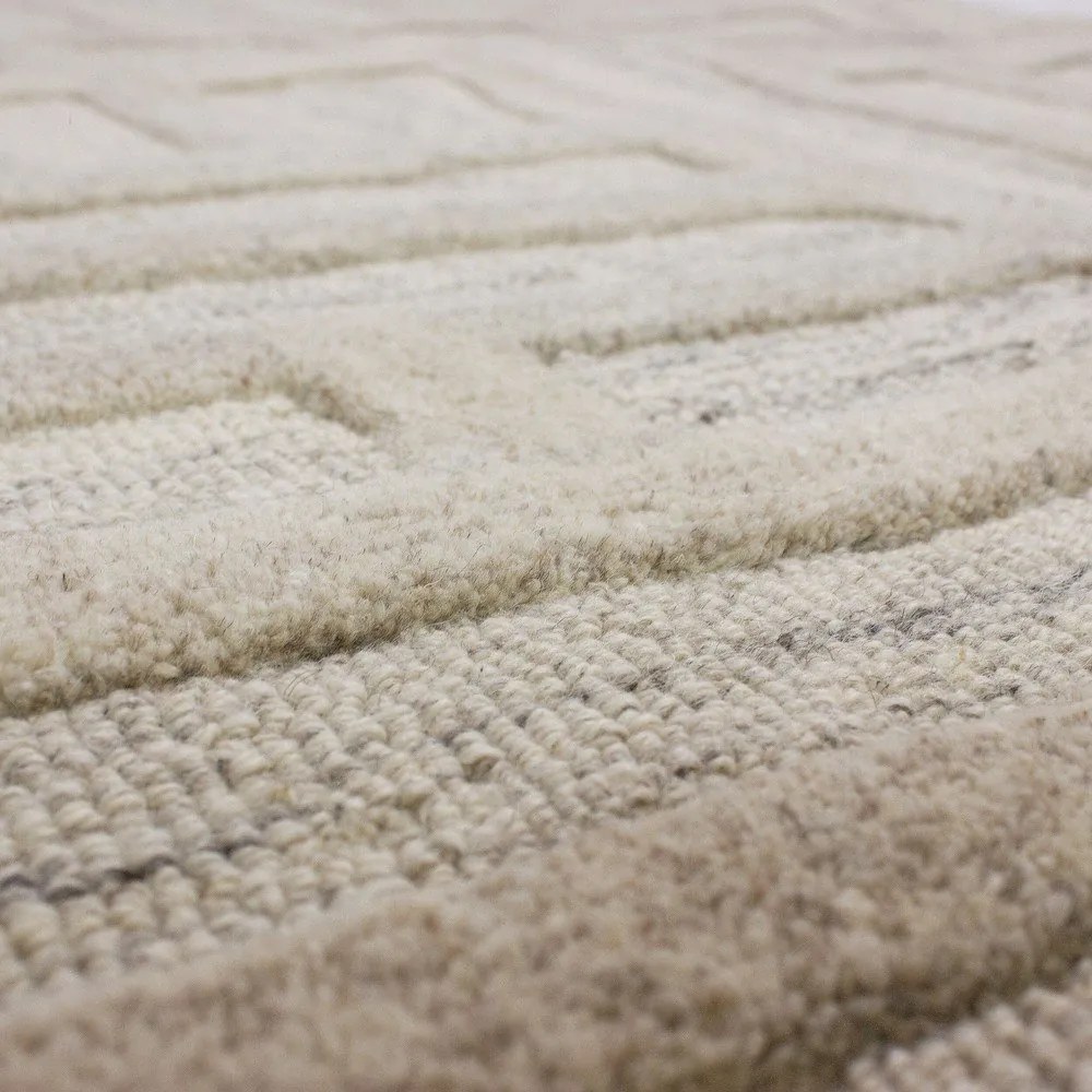 Szürkésbézs kézi szövésű gyapjú szőnyeg 140x200 cm Elva – Flair Rugs