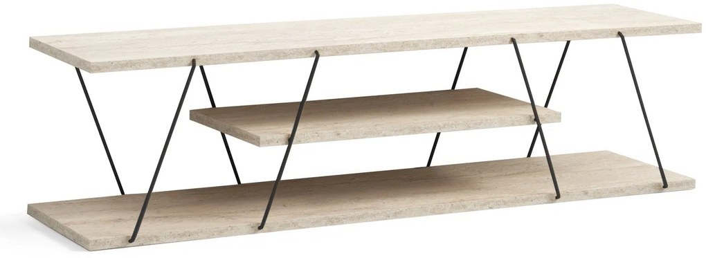 TV szekrény Canaz - Fekete, Travertine