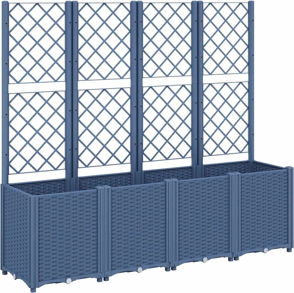 vidaXL kékszürke polipropilén rácsos kerti ültetőláda 160 x 40 x 140 cm