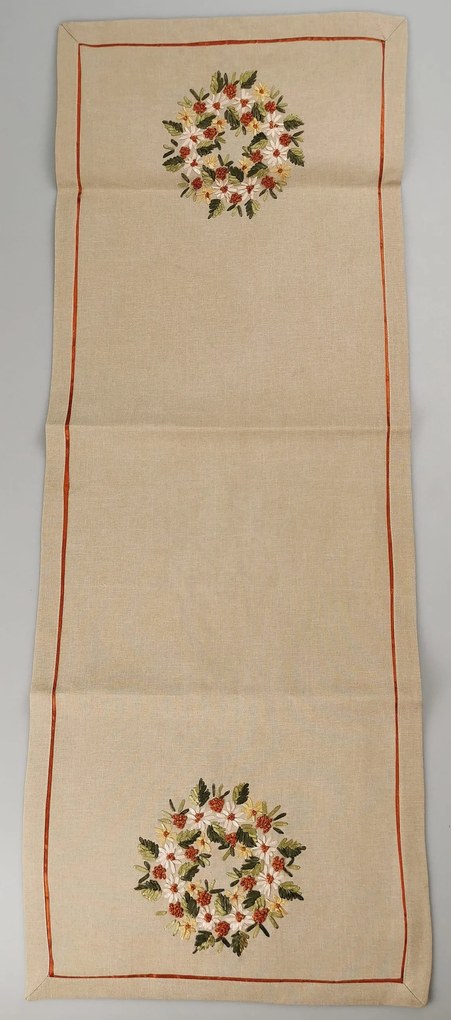 Hímzett terítő koszorú virágokkal 40x110 cm TiaHome