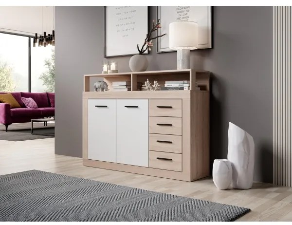 RUNA komód Sonoma tölgy/fehér