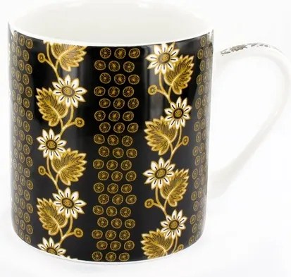 Porcelán Bögre a Churchill márkától Noir Anchor Virágok fekete-arany