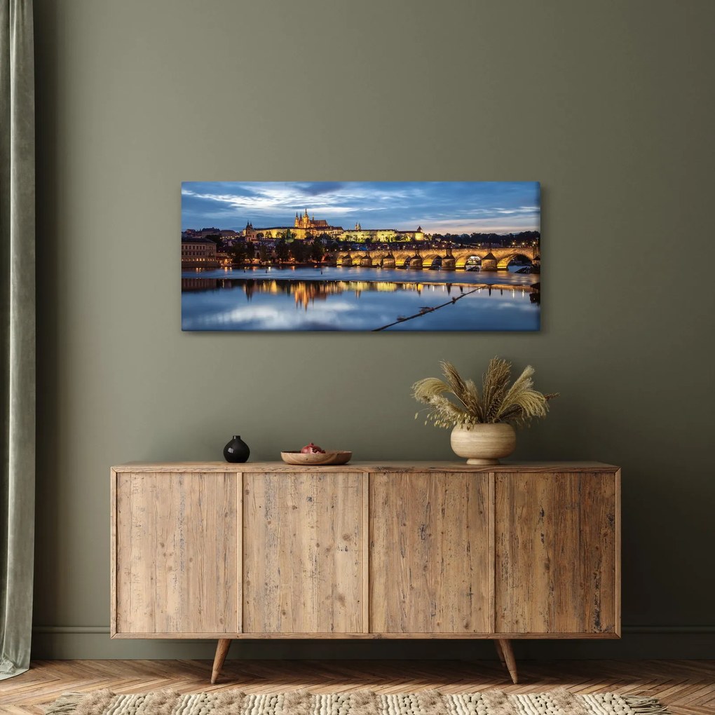 A prágai vár és a Károly-híd képe (120x50 cm)