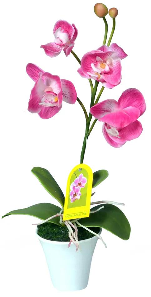 Mű orchidea virágtartóban, rózsaszín, 35 cm